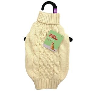 More & Merrier Size XS (11"-13") Ivory Cable Knit Sweater Warm Winter NWT
